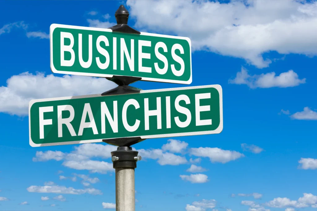 Business and franchise street sign intersection